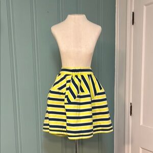 Anthropologie Yellow and Blue Striped Mini Circle Skirt